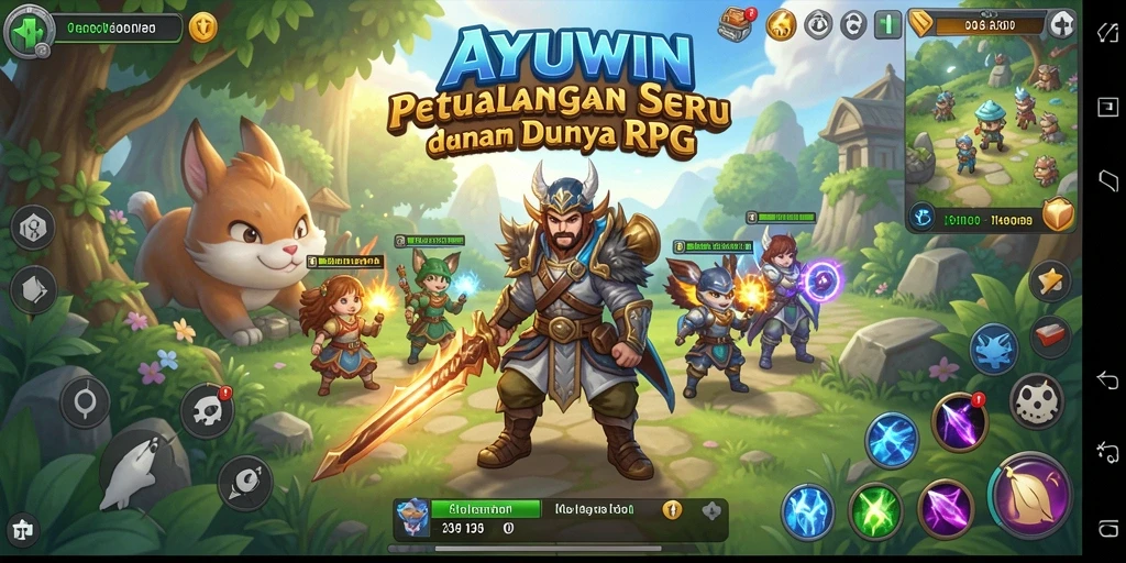 Tangkapan layar utama AYUWIN menunjukkan aksi petualangan RPG yang menakjubkan.