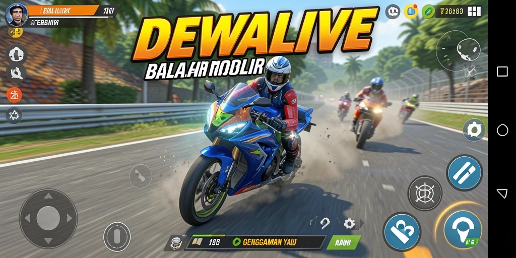 Gameplay seru balapan motor di DEWALIVE, penuh aksi dan kecepatan.