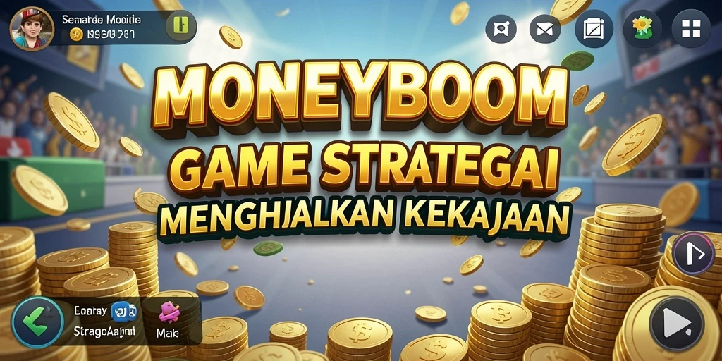 Screenshot utama MONEYBOOM menampilkan gameplay interaktif dalam membangun strategi.