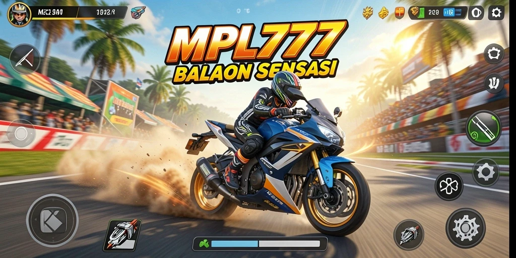 Tampilan menegangkan dari gameplay balapan motor yang cepat.