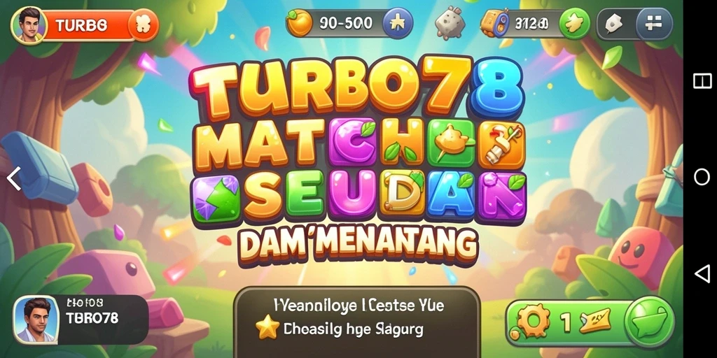 Screenshot utama TURBO78 menunjukkan permainan Match-3 yang seru.