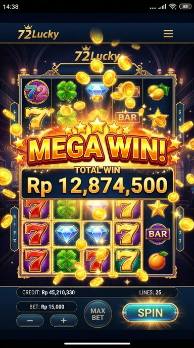 Tampilan utama aplikasi 72lucky yang menarik dan mudah dimengerti.