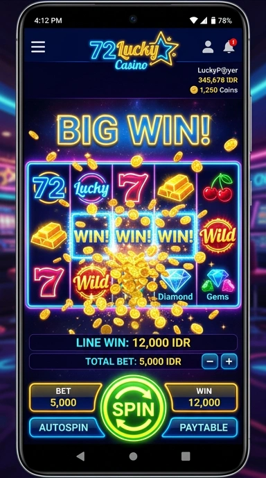 Skrinsot unduh aplikasi 72lucky yang cepat dan efisien.